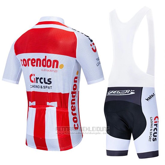 2019 Fahrradbekleidung Corendon Circo Rot Wei Trikot Kurzarm und Tragerhose